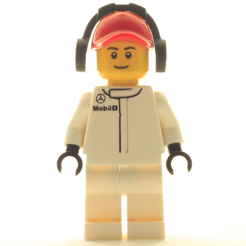 fig-007537 – Pit Crew, White Torso, White Legs, Red Cap, Male