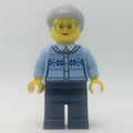fig-007564 – Woman, Bright Light Blue Cardigan, Dark Blue Legs, Light Grayish Blue Hair