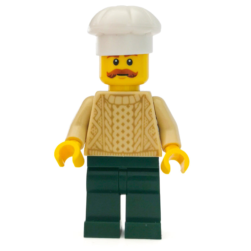 fig-007567 – Chef, Tan Sweater, Dark Green Legs, Moustache