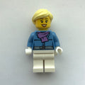 fig-007569 – Woman, Medium Blue Jacket with Medium Lavender Scarf, White Legs