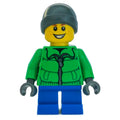 fig-007570 – Boy, Green Jacket, Short Dark Blue Legs, Dark Bluish Gray Beanie Hat