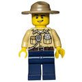 fig-007578 – Swamp Police / Ranger, Tan Shirt with Badge and Radio, Dark Tan Campaign Hat, Dark Blue Legs