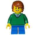 fig-007580 – Boy, Green Sweater, Short Blue Legs, Dark Orange Hair