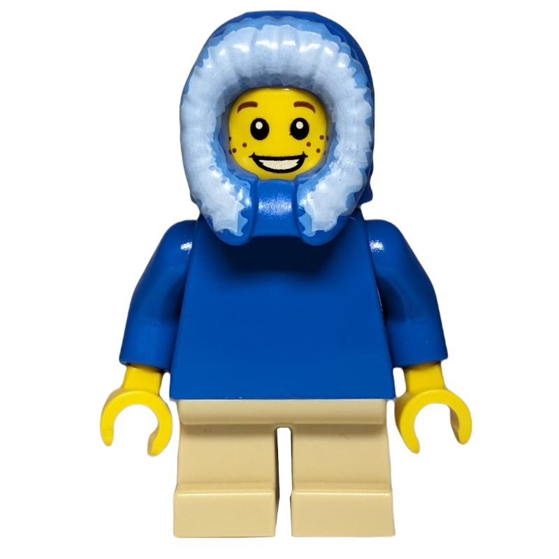 fig-007581 – Boy, Plain Blue Torso, Short Tan Legs, Hood