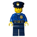 fig-007583 – Policeman, Blue Shirt with Badge and Pouches, Dark Blue Legs, Dark Blue Police Hat with Badge