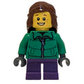 fig-007585 – Girl, Green Jacket, Short Dark Purple Legs