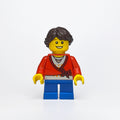 fig-007592 – Girl, Cardigan Tied with Bow, Necklace, Short Blue Legs, Dark Brown Hair