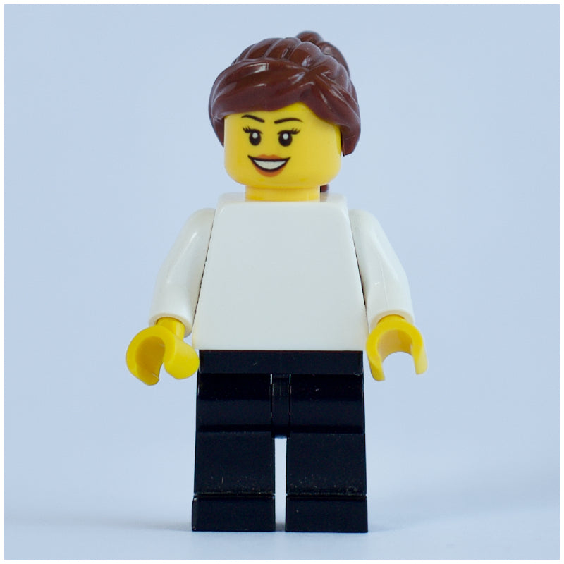 fig-007645 – White Torso, Black Legs, Reddish Brown Hair, Female