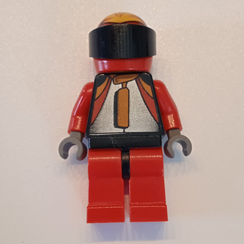 fig-007649 – Race Driver, Black Torso, Red Legs, Red helmet