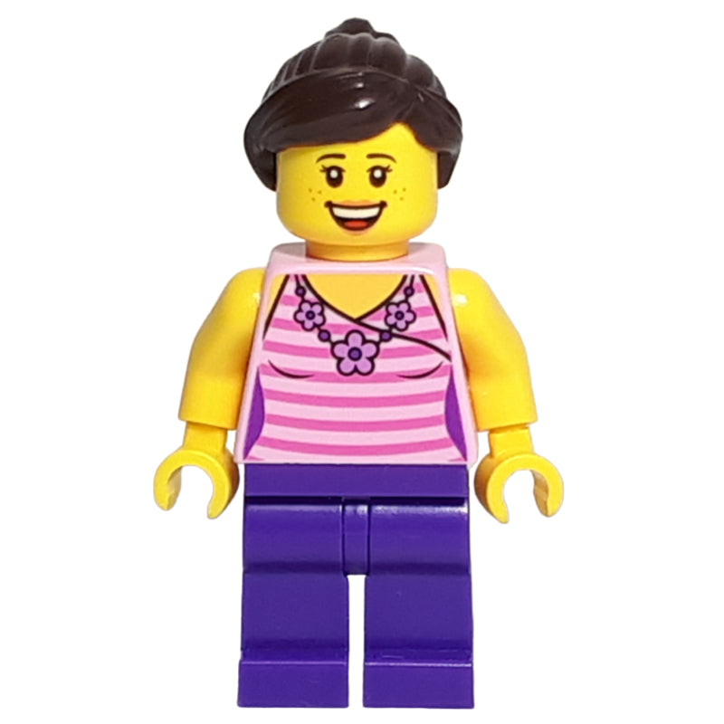 fig-007655 – Yellow Torso, Dark Purple Legs, Dark Brown Hair