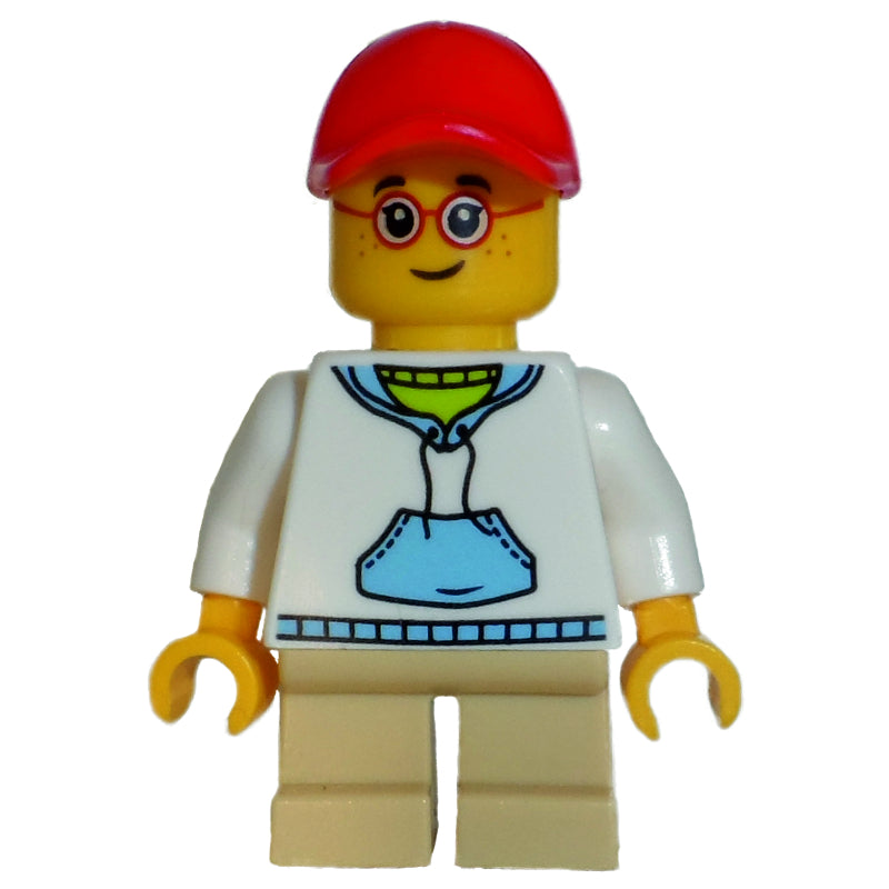 fig-007661 – Kid - White Torso, Tan Legs, Red Cap