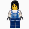 fig-007683 – Woman, Blue and White Striped Overalls, Black Hair