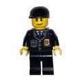 fig-007685 – Policeman, Black Jacket with Pocket and Badge, Black Cap