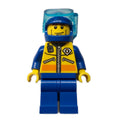 fig-007686 – Coast Guard Diver, Yellow Jacket with Zipper, Radio, and Badge, Blue Helmet with Mask