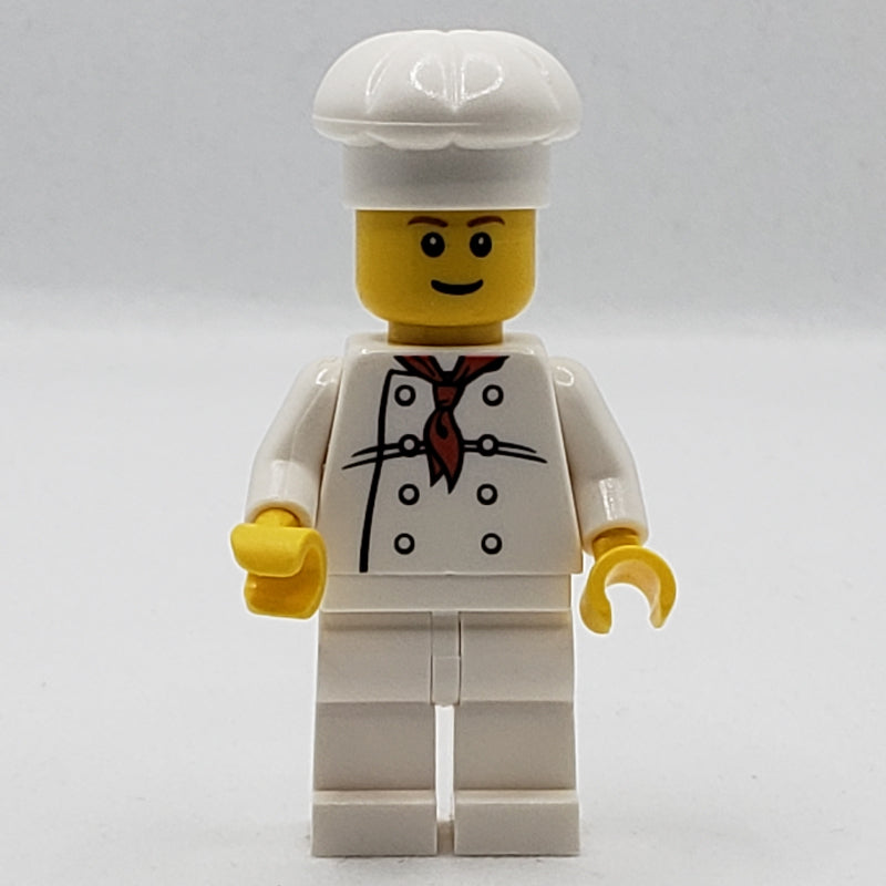 fig-007687 – Chef, Red Neckerchief, White Legs, Smile, Reddish Brown Eyebrows
