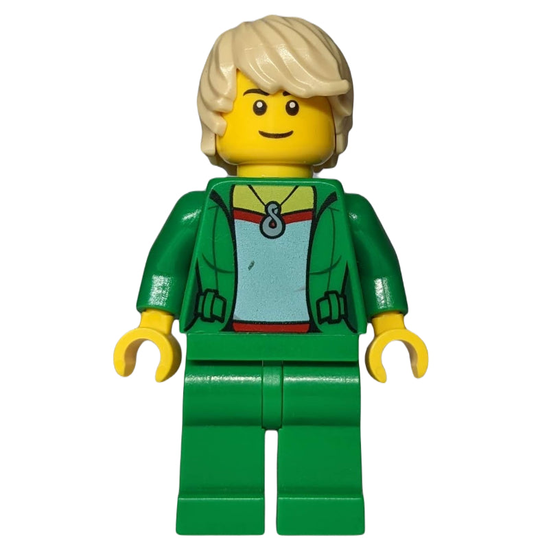 fig-007708 – Woman, Open Green Jacket with Necklace, Tan Hair