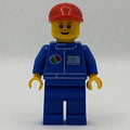 fig-007719 – Mechanic, Blue Jumpsuit with Octan Logo, Red Cap, Smile, Reddish Brown Eyebrows