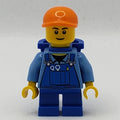 fig-007722 – Boy, Blue Overalls, Short Blue Legs, Orange Cap, Reddish Brown Eyebrows