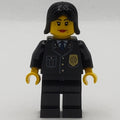 fig-007724 – Policewoman, Black Jacket with Badge, Pocket, and Black Tie, Black Hair