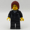 fig-007729 – Woman, Black Suit with Tie, Dark Red Hair
