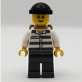 fig-007732 – Criminal, Prison Shirt with #50380, Dark Bluish Gray Legs, Black Hat and Dark Tan Back Pack (3626bpr0387 Head)