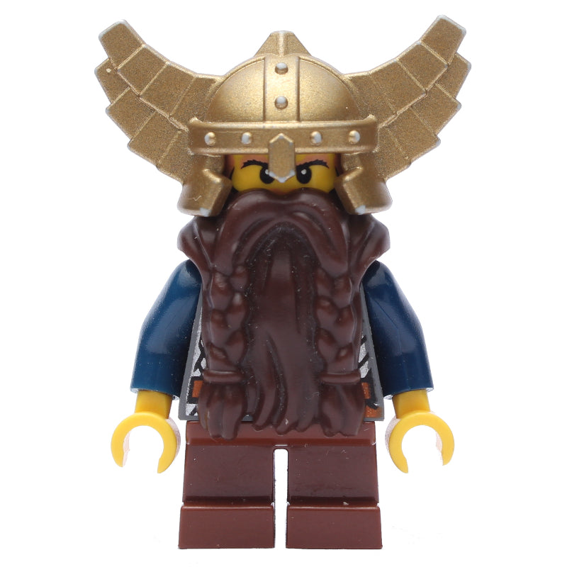 fig-007735 – Dwarf, Armor with Shoulder Strap, Short Reddish Brown Legs, Beard, Winged Helmet