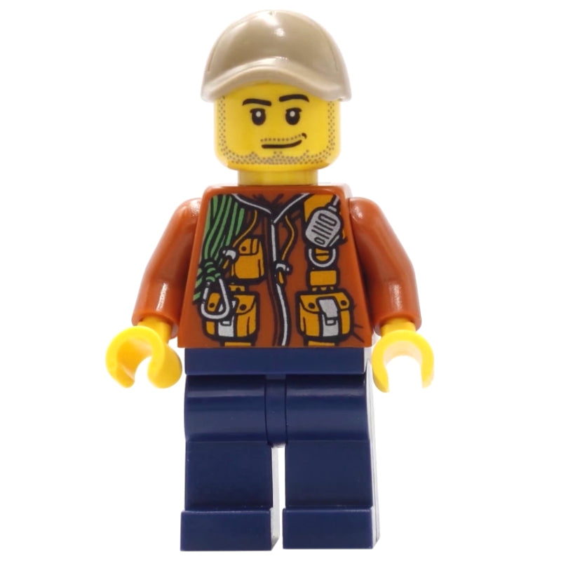 fig-007745 – Explorer, Jacket with Pouches, Radio, and Rope, Dark Tan Cap, Stubble