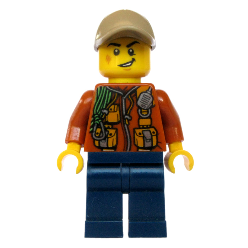fig-007759 – Explorer, Jacket with Pouches, Radio, and Rope, Dark Tan Cap, Scar