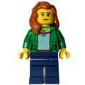 fig-007766 – Woman, Open Green Jacket with Necklace, Dark Orange Hair