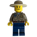 fig-007776 – Forest Police / Ranger, Dark Tan Shirt with Radio and Badge, Dark Blue Legs, Tan Campaign Hat, Stern