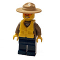 fig-007780 – Forest Police / Ranger, Dark Tan Shirt with Radio and Badge, Dark Blue Legs, Tan Campaign Hat, Yellow Life Vest, Orange Sunglasses