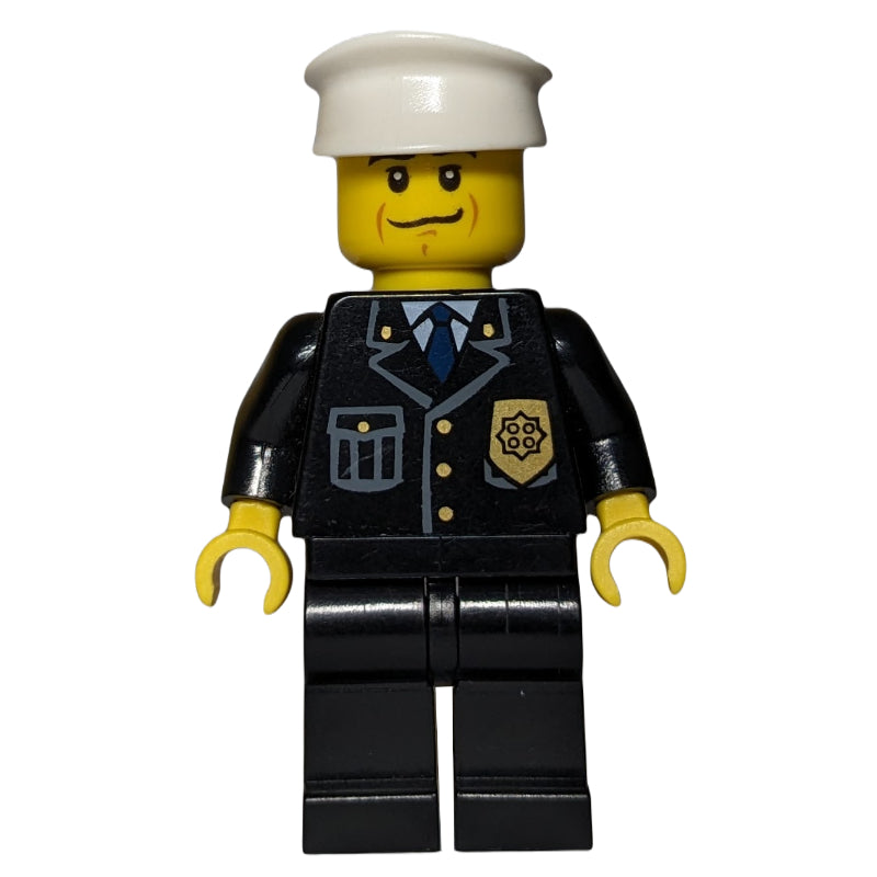 fig-007783 – Policeman, Black Jacket with Pocket and Badge, White Hat