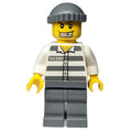fig-007785 – Criminal, Prison Shirt with #50380, Dark Bluish Gray Legs, Dark Bluish Gray Hat, Gold Tooth