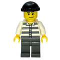 fig-007792 – Criminal, Prison Shirt with #50380, Dark Bluish Gray Legs, Black Hat, Stubble