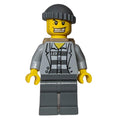 fig-007800 – Criminal, Open Light Bluish Gray Jacket over Prison Shirt, Dark Bluish Gray Hat, Dark Tan Backpack, Gold Tooth