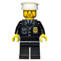 fig-007810 – Policeman, Black Suit with Badge, White Hat, Brown Beard