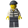 fig-007831 – Criminal, Prison Shirt with #86753, Dark Bluish Gray Legs, Dark Bluish Gray Hat, Dark Tan Backpack, Stubble