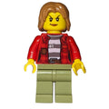 fig-007836 – Criminal, Woman, Open Red Flannel Shirt over Prison Shirt, Medium Nougat Hair