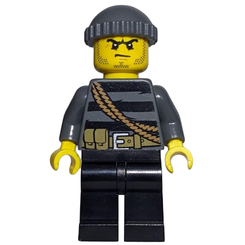 fig-007837 – Criminal, Black Striped Top with Rope, Dark Bluish Gray Hat, Stubble