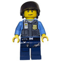 fig-007846 – Policeman, Dark Bluish Gray Vest with Radio, Badge and Pouches over Medium Blue Shirt, Black Hat with Visor