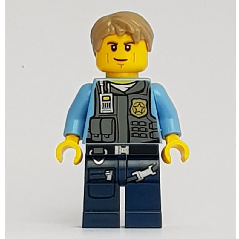 fig-007849 – Chase McCain, Dark Bluish Gray Vest with Radio, Badge and Pouches over Medium Blue Shirt, Dark Blue Legs