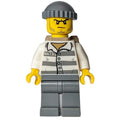 fig-007859 – Criminal, Prison Shirt with #86753, Dark Bluish Gray Legs, Dark Bluish Gray Hat, Dark Tan Backpack