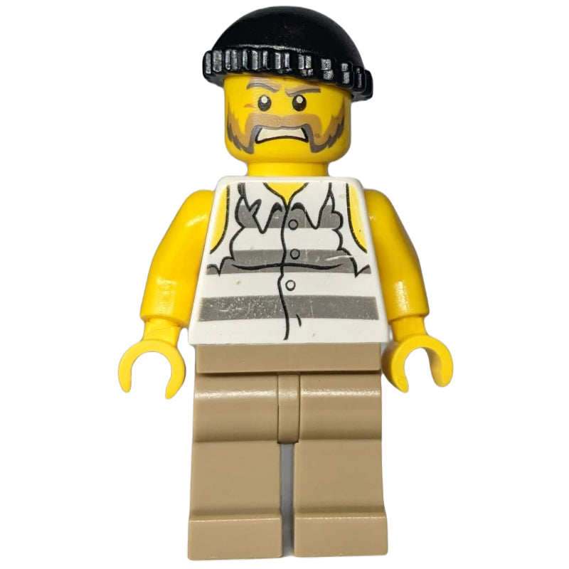 fig-007862 – Criminal, Torn Prison Shirt, Dark Tan Legs, Black Hat, Beard