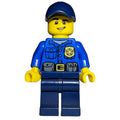 fig-007871 – Policeman, Blue Shirt with Badge and Pouches, Dark Blue Legs, Dark Blue Cap