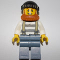 fig-007883 – Criminal, Prison Shirt with Suspenders, Black Hat, Dark Orange Beard