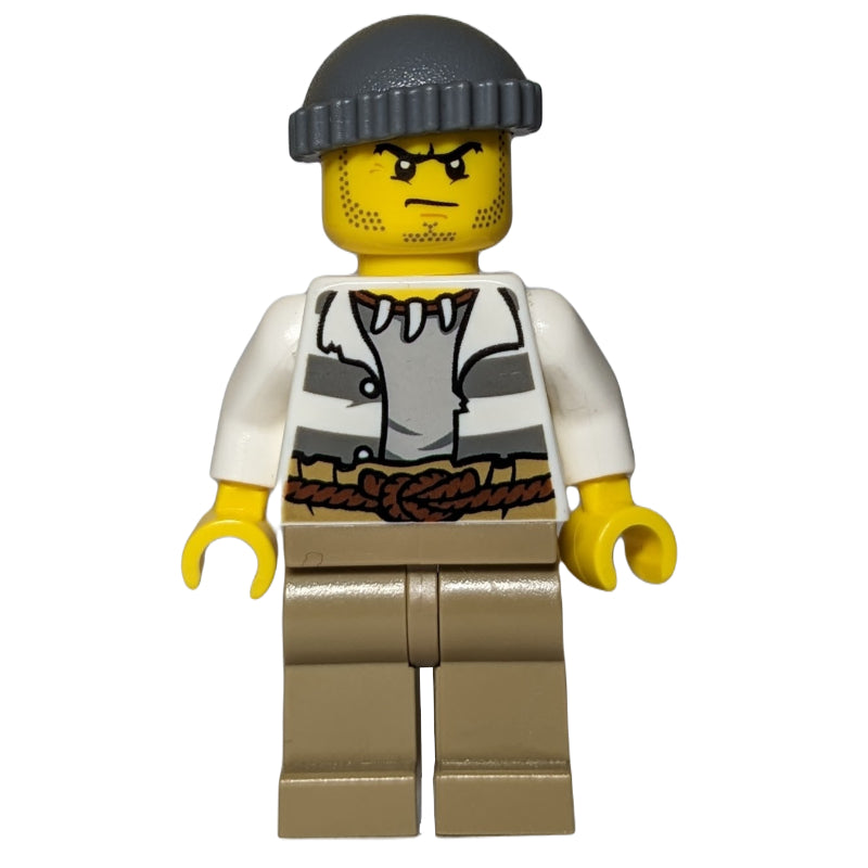 fig-007885 – Criminal, Open Prison Shirt, Dark Tan Legs, Dark Bluish Gray Hat