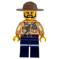 fig-007888 – Swamp Police / Ranger, Tan Shirt with Badge and Radio, Dark Blue Legs, Dark Tan Campaign Hat, Beard