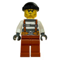 fig-007899 – Criminal, Prison Shirt with Suspenders and Belt, Black Hat