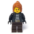 fig-007902 – Criminal, Woman, Open Black Jacket over Prison Shirt, Dark Brown Legs, Dark Orange Hair