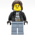 fig-007905 – Criminal, Woman, Open Black Jacket over Prison Shirt, Dark Brown Hair